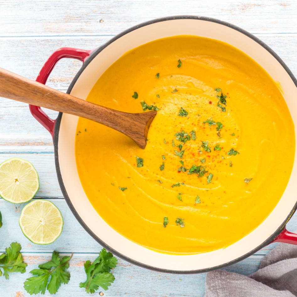 Vegan Creamy Curried Carrot and Lentil Soup