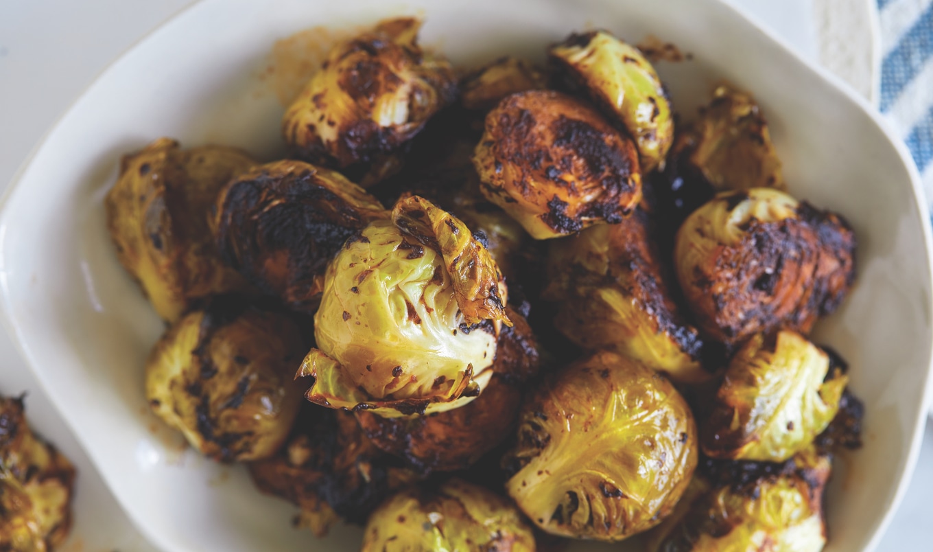 Charred Brussels Sprouts With Black Garlic