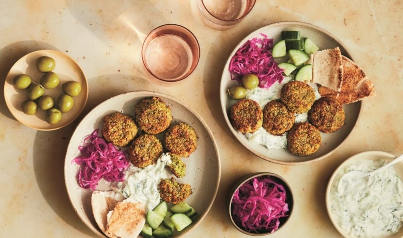 Vegan Falafel Bowls With Quick-Pickled Cabbage and Tzatziki
