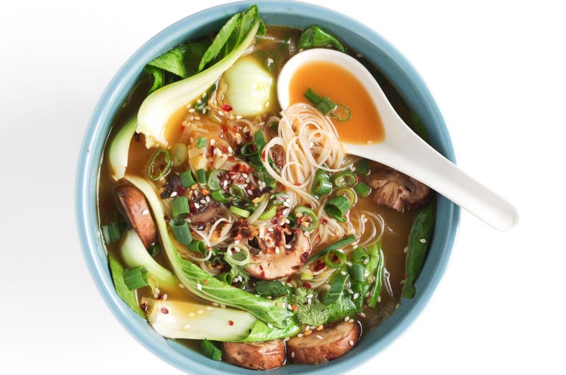 VegNews.Ginger Garlic Noodle Soup