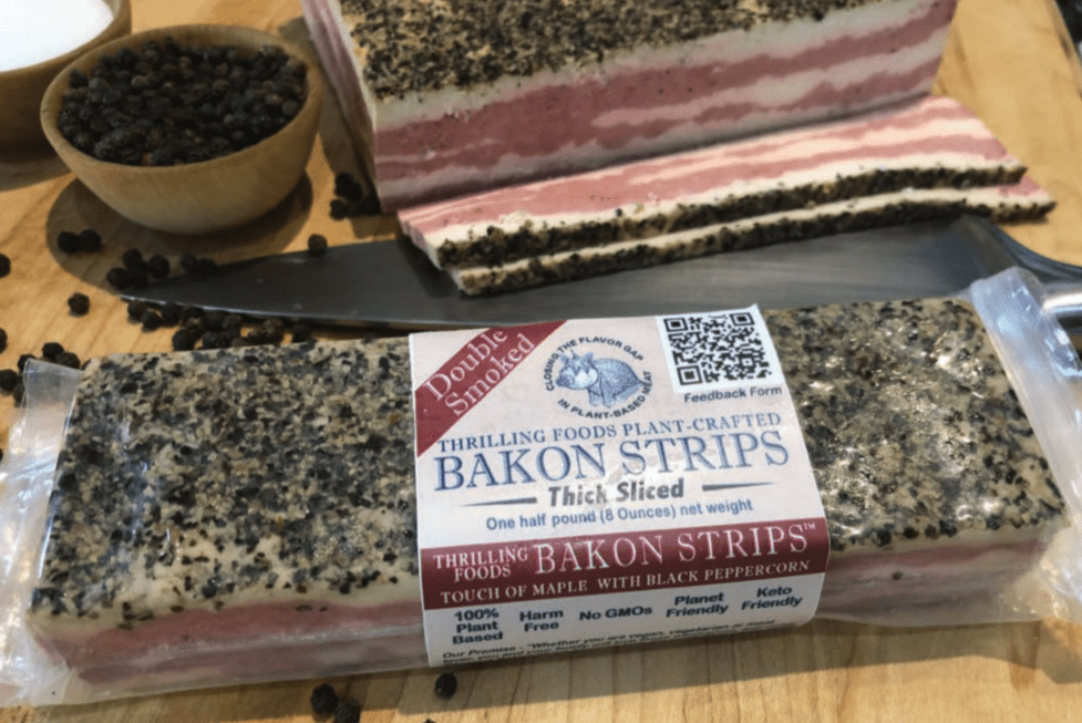 Vegan bacon strips by Thrilling Foods