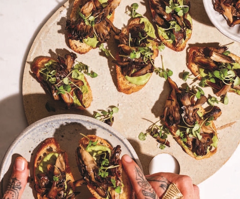 VegNews.MaitakeCrostinilittlepine