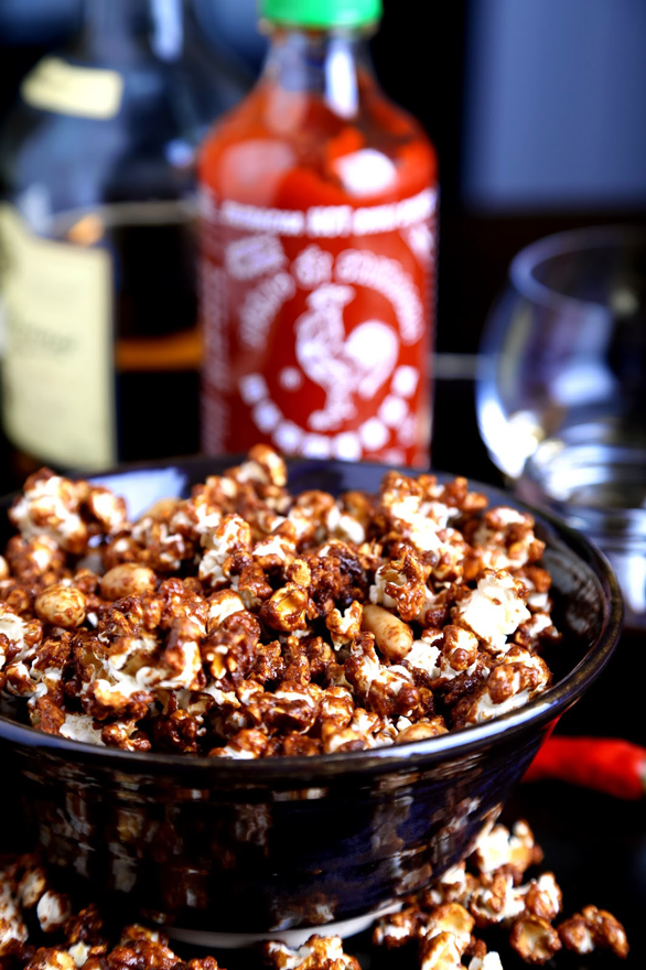 Whiskey Sriracha Caramel Corn