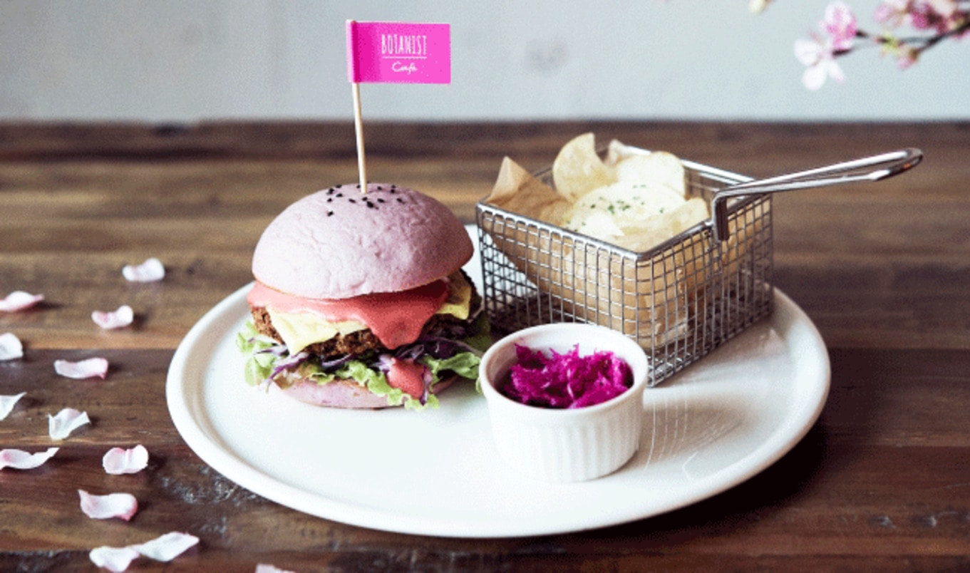 Japanese Beauty Brand Debuts Cherry Blossom-Inspired Vegan Burger 