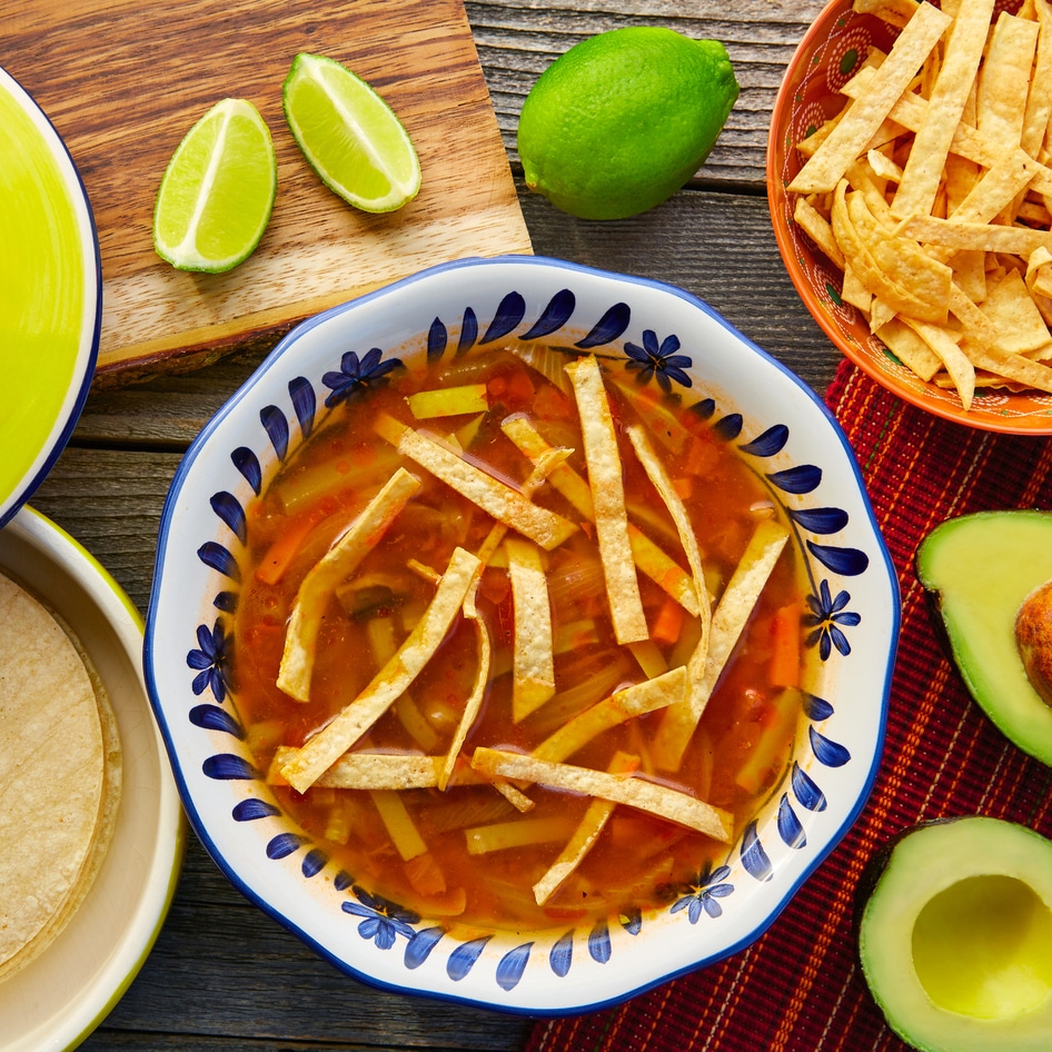 Vegan Spring Tortilla Soup With Avocado