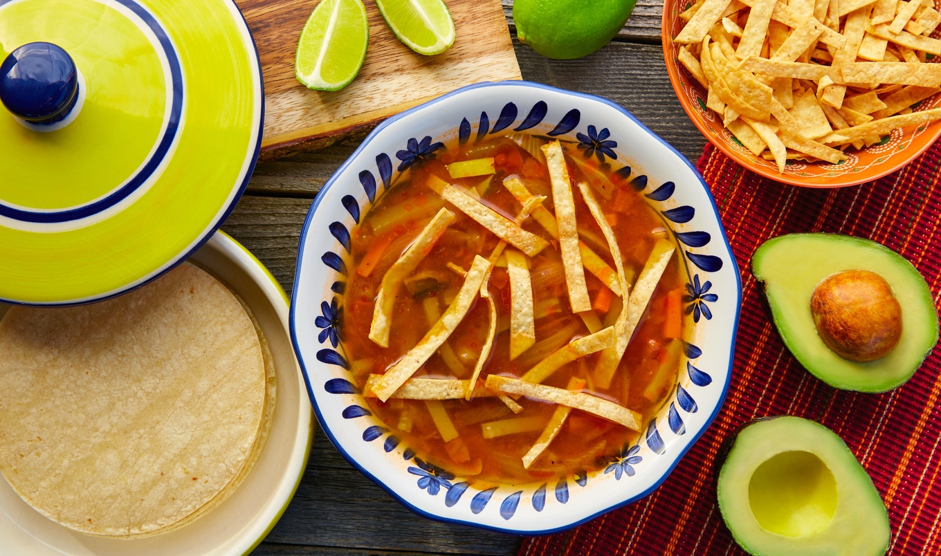 Vegan Spring Tortilla Soup With Avocado