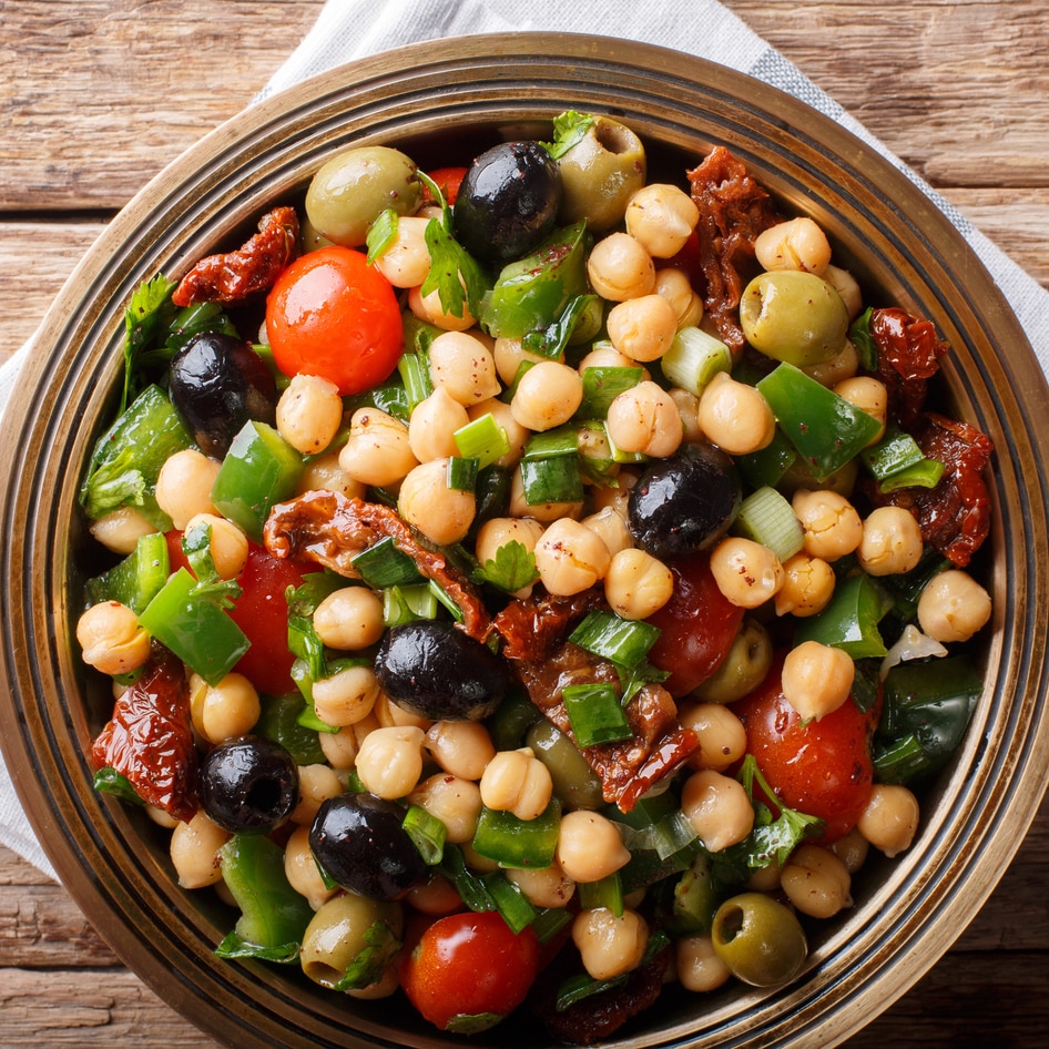 Roasted Vegetable Chickpea Salad With Lemon Vinaigrette
