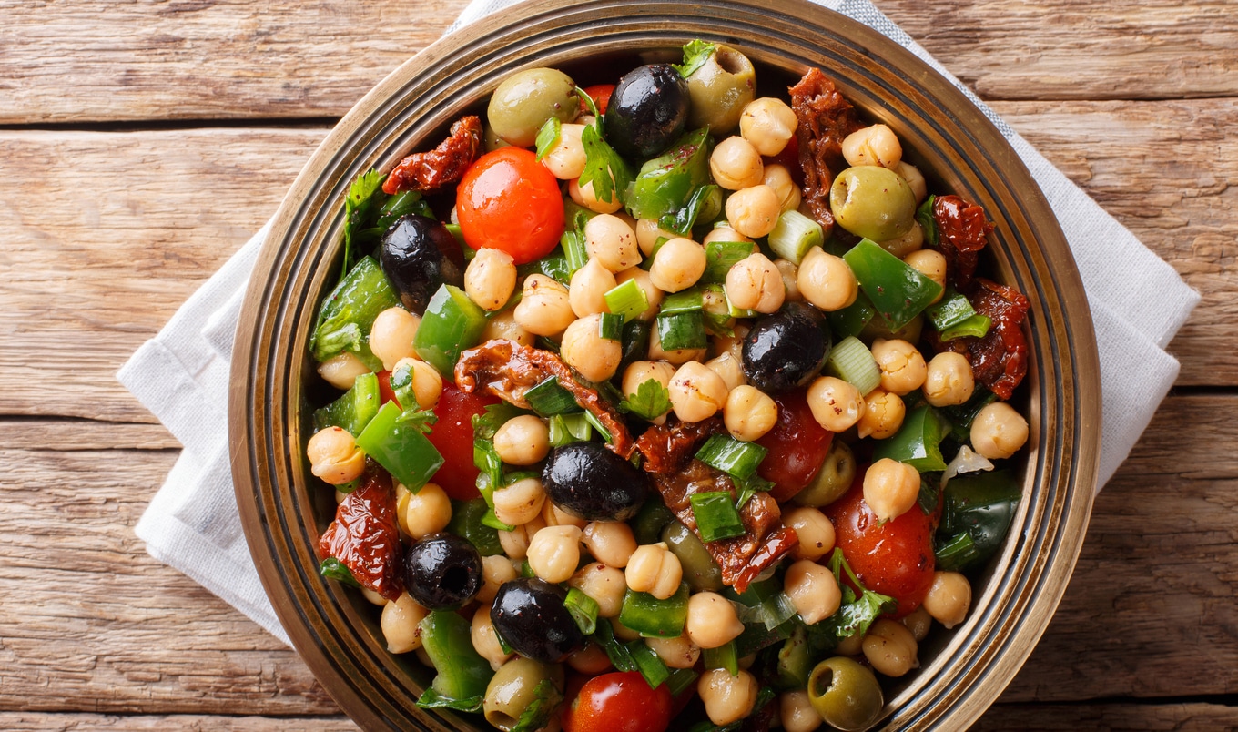 Roasted Vegetable Chickpea Salad With Lemon Vinaigrette