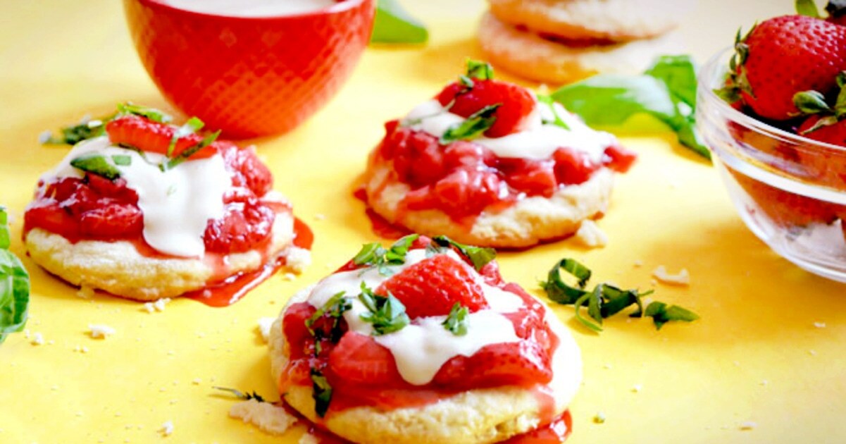 Strawberry Basil Shortcakes With Cashew Whipped Cream | VegNews
