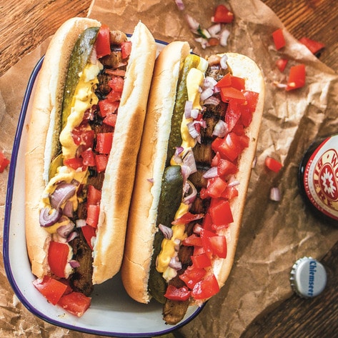 Smoky Grilled Eggplant Vegan Ballpark Hot Dogs