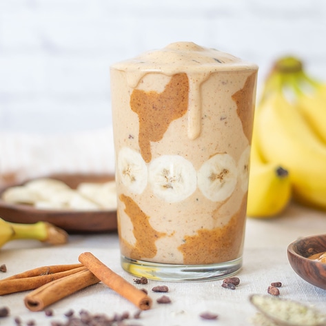 Vegan Banana, Almond Butter, and Cold Brew Smoothie
