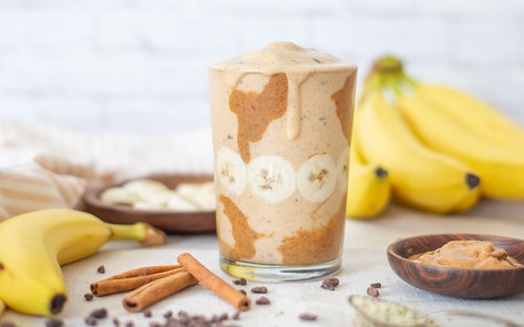 Vegan Banana, Almond Butter, and Cold Brew Smoothie