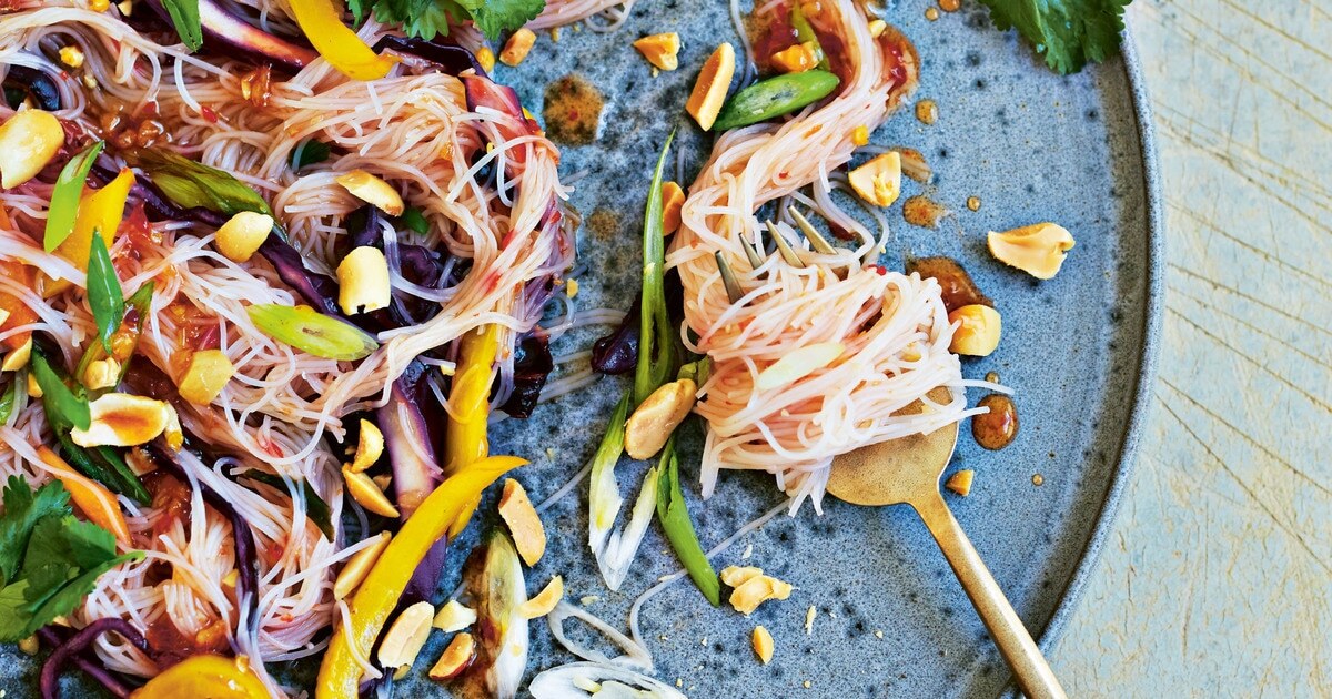 Five-Minute Rainbow Noodles With Peanuts | VegNews