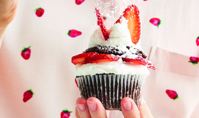 Vegan Chocolate Strawberry Shortcake Cupcakes