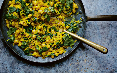 Vegan Spinach, Chickpea, and Lemon Pilaf