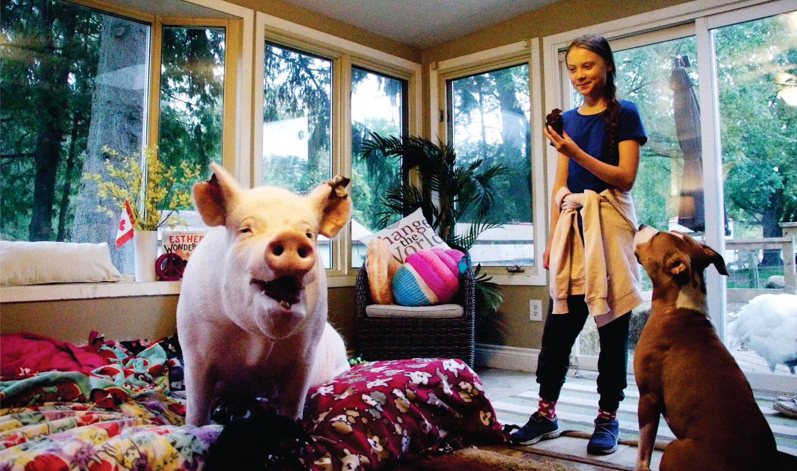 Together at Last: Greta Thunberg Meets Esther the Wonder Pig