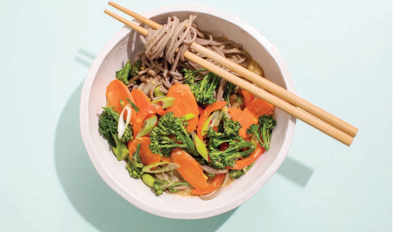 Japanese Soba Noodles With Ginger Miso Broth