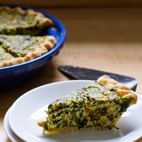 Fluffy Vegan Sausage Quiche With Spinach & Asparagus