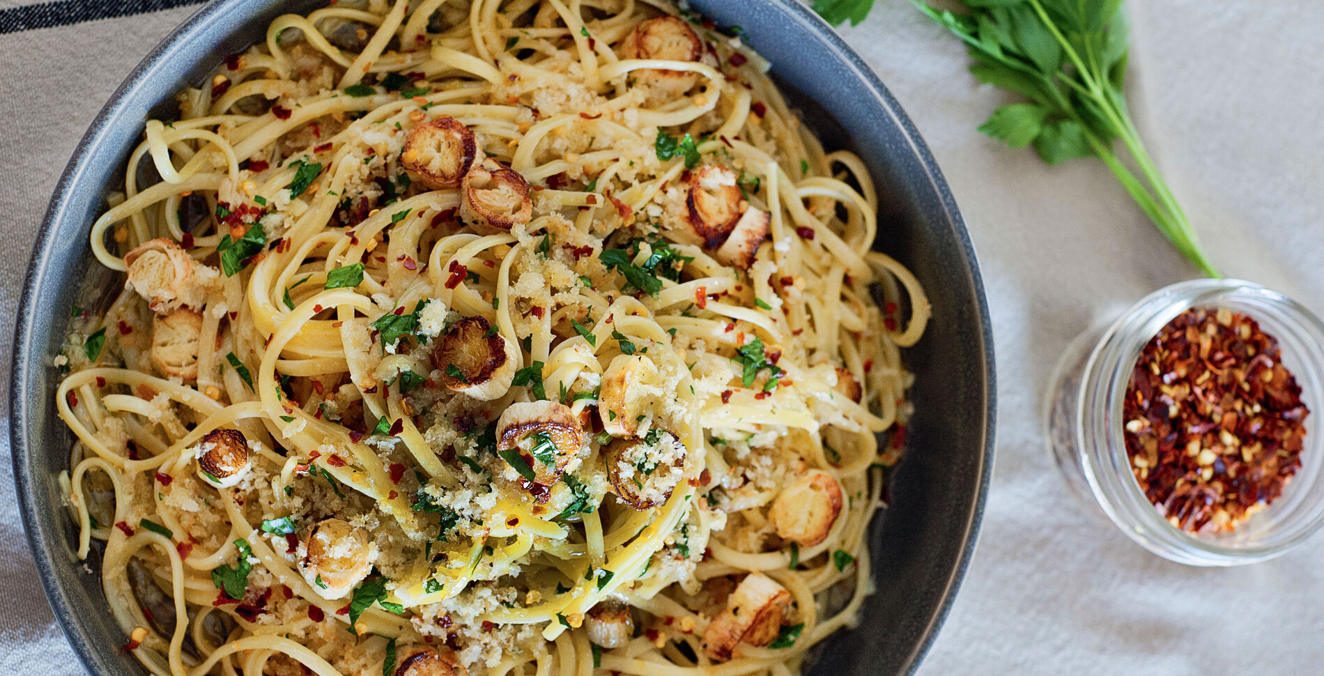 Vegan Scampi in Lemon Garlic White Wine Sauce