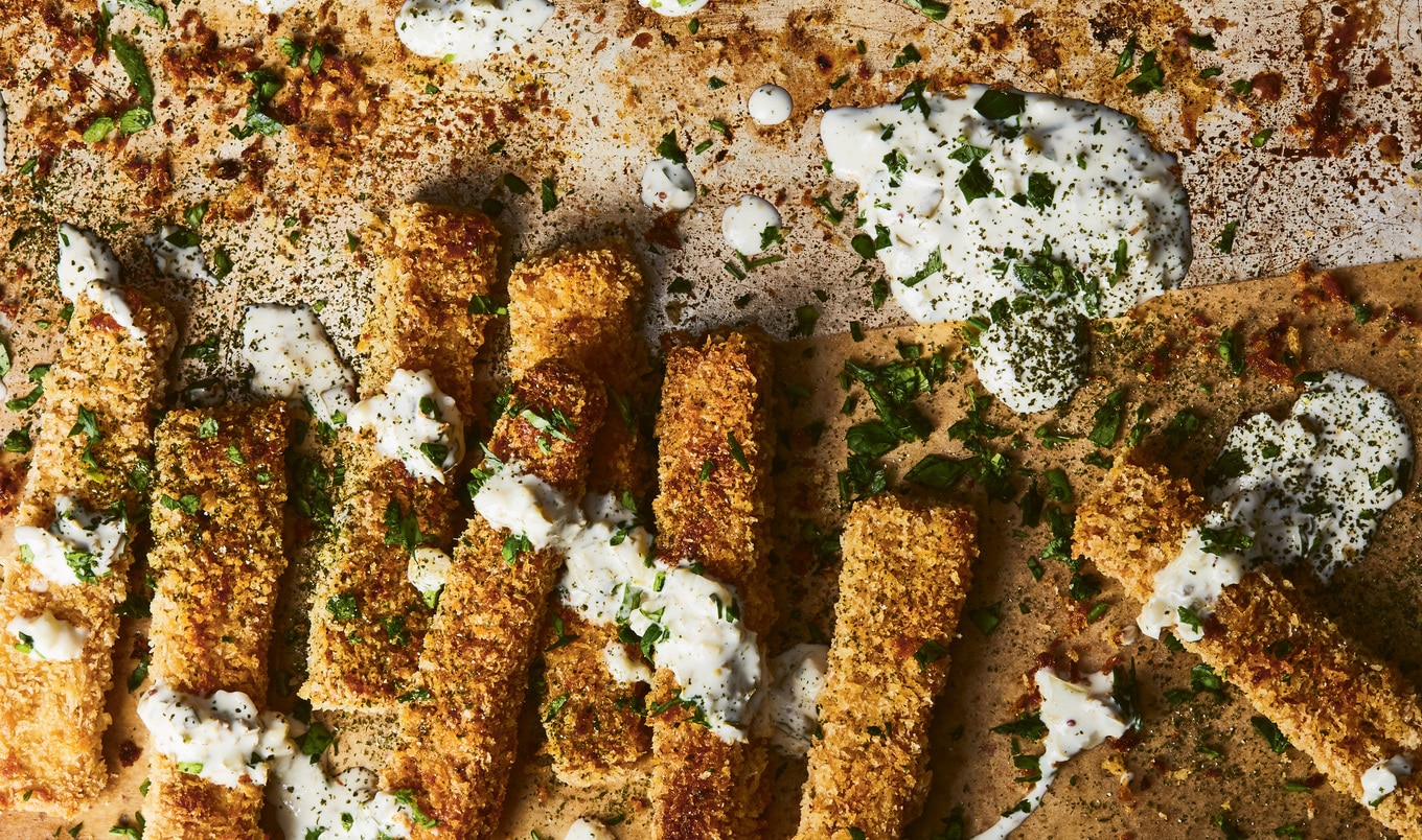 Crispy Baked Vegan Fish Sticks With Tartar Sauce
