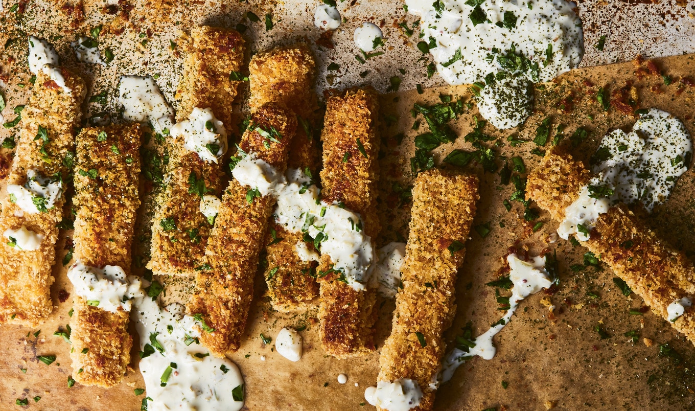 Crispy Baked Vegan Fish Sticks With Tartar Sauce