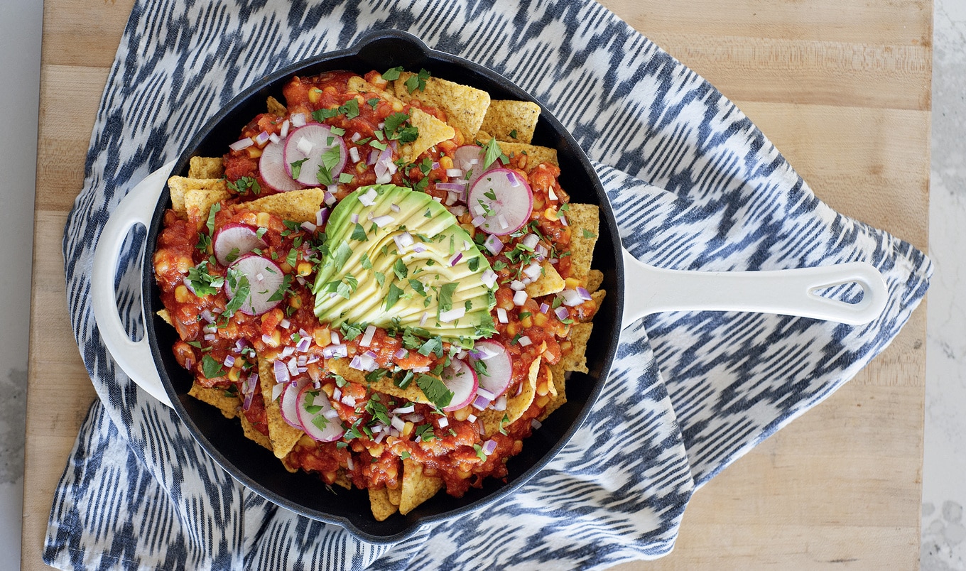 Easy Vegan Skillet Chickpea Chilaquiles