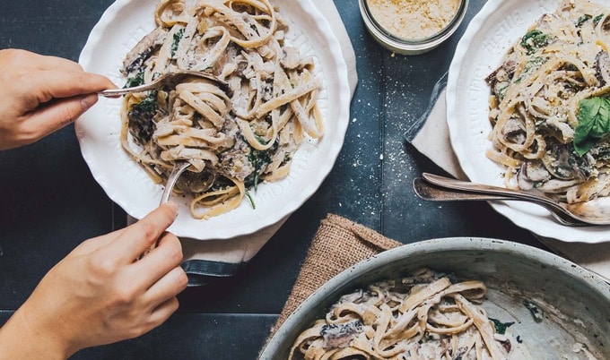 Vegan Mushroom Fettuccine Alfredo