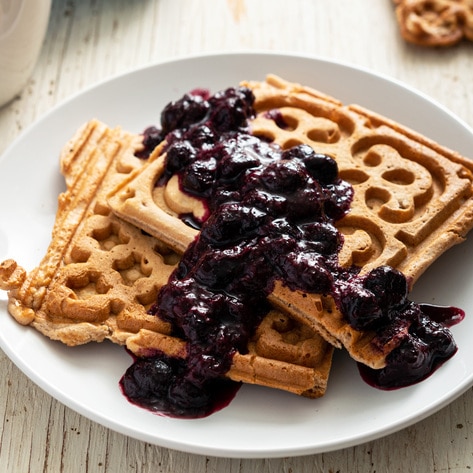 Freezer-Friendly Vegan Blood Orange Waffles With Berry Compote