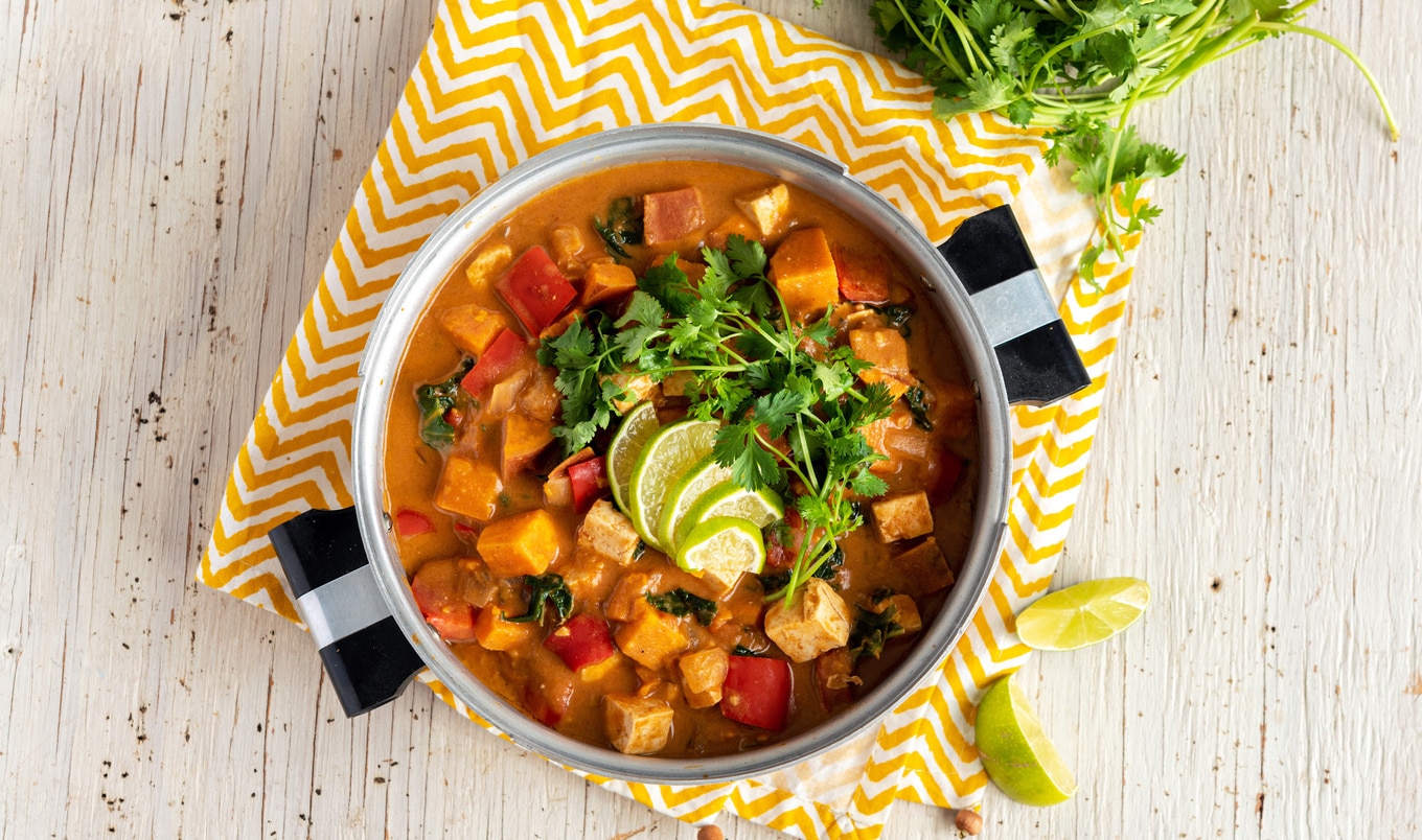 Hearty Vegan Almond Butter Sweet Potato and Kale Stew