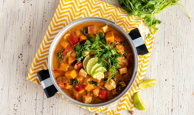 Vegan Almond Butter Sweet Potato Kale Stew