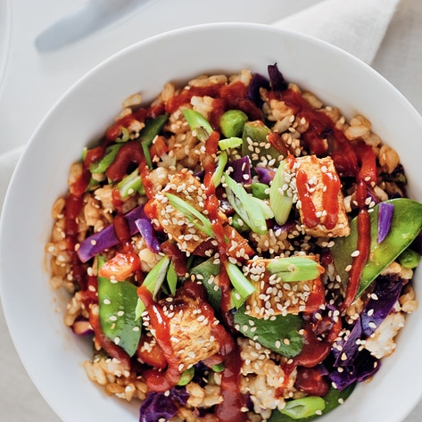 Vegan Fried Rice Bowls with Baked Tofu