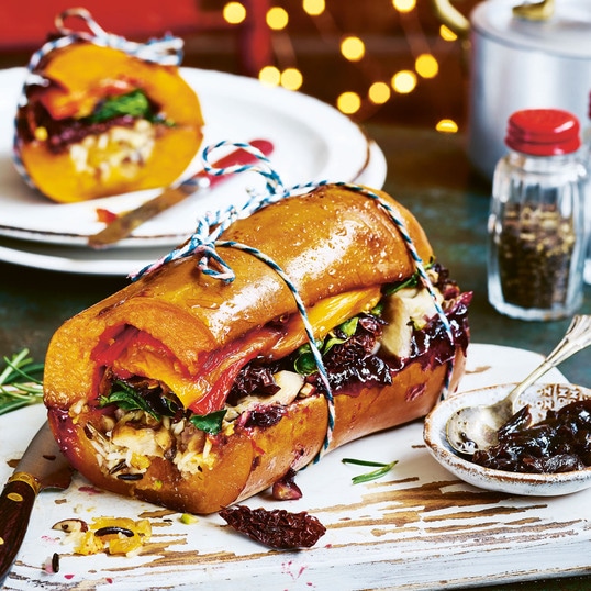 Stuffed Squash Vegan Roast With&nbsp;Cranberry-Orange Sauce