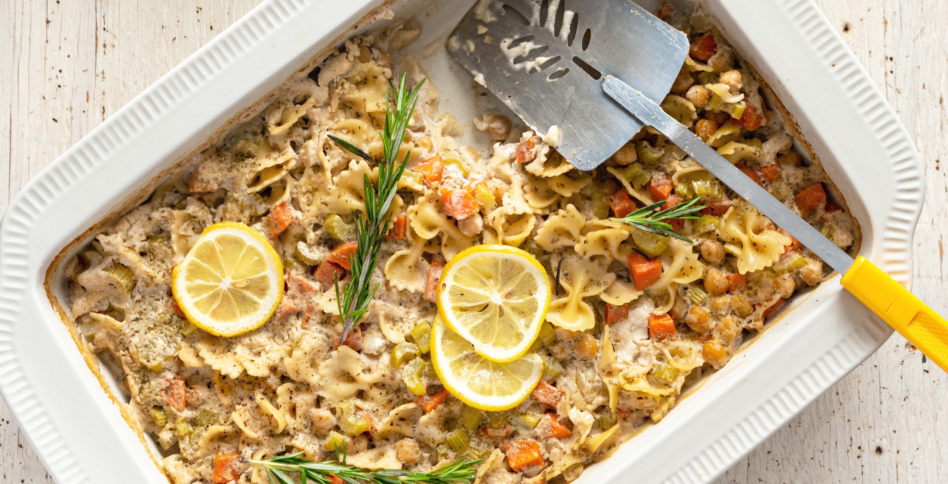 Lemon Rosemary Plant-Based Pasta Casserole