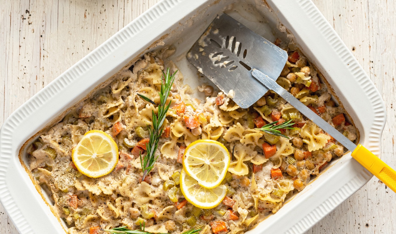 Lemon Rosemary Plant-Based Pasta Casserole