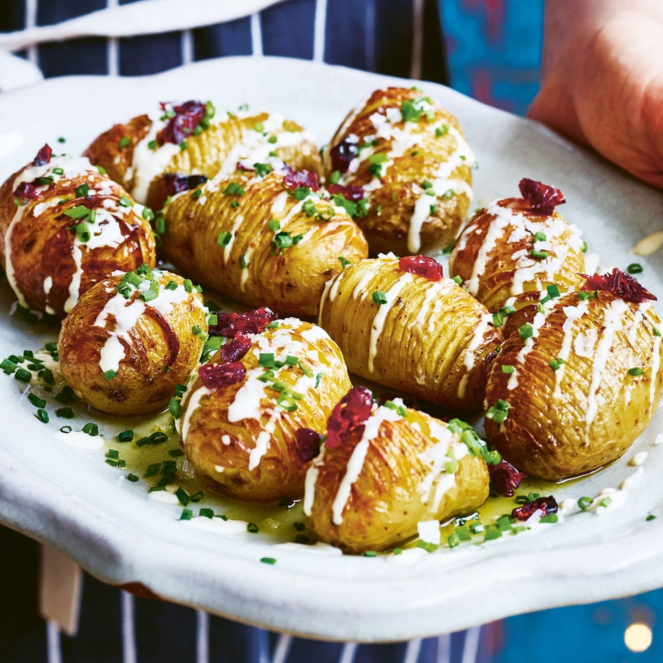 Vegan Hasselback Potatoes With Cheese Sauce