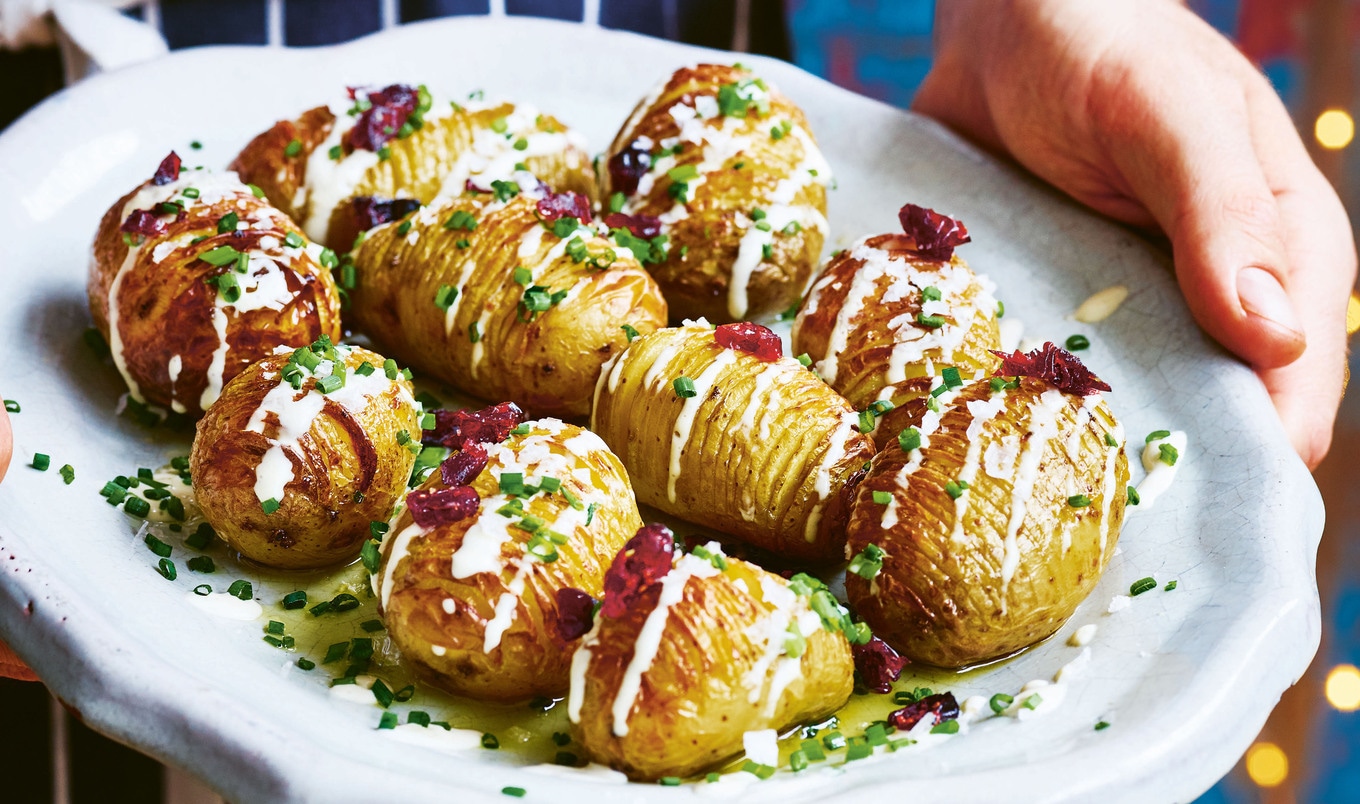 Hasselback Potatoes With Cashew Cheese Sauce