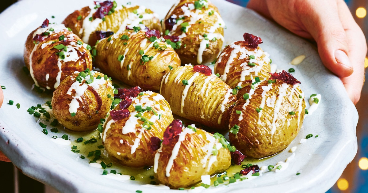 Vegan Hasselback Potatoes With Cheese Sauce VegNews