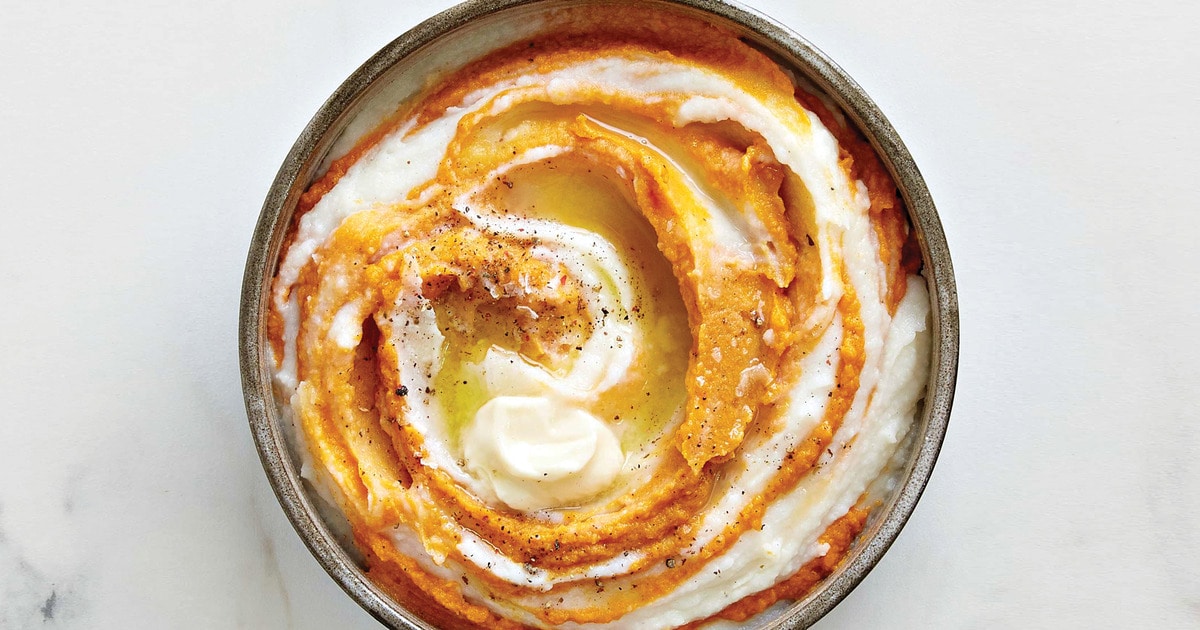 Vegan Sweet Potato Swirled Mashed Potatoes | VegNews