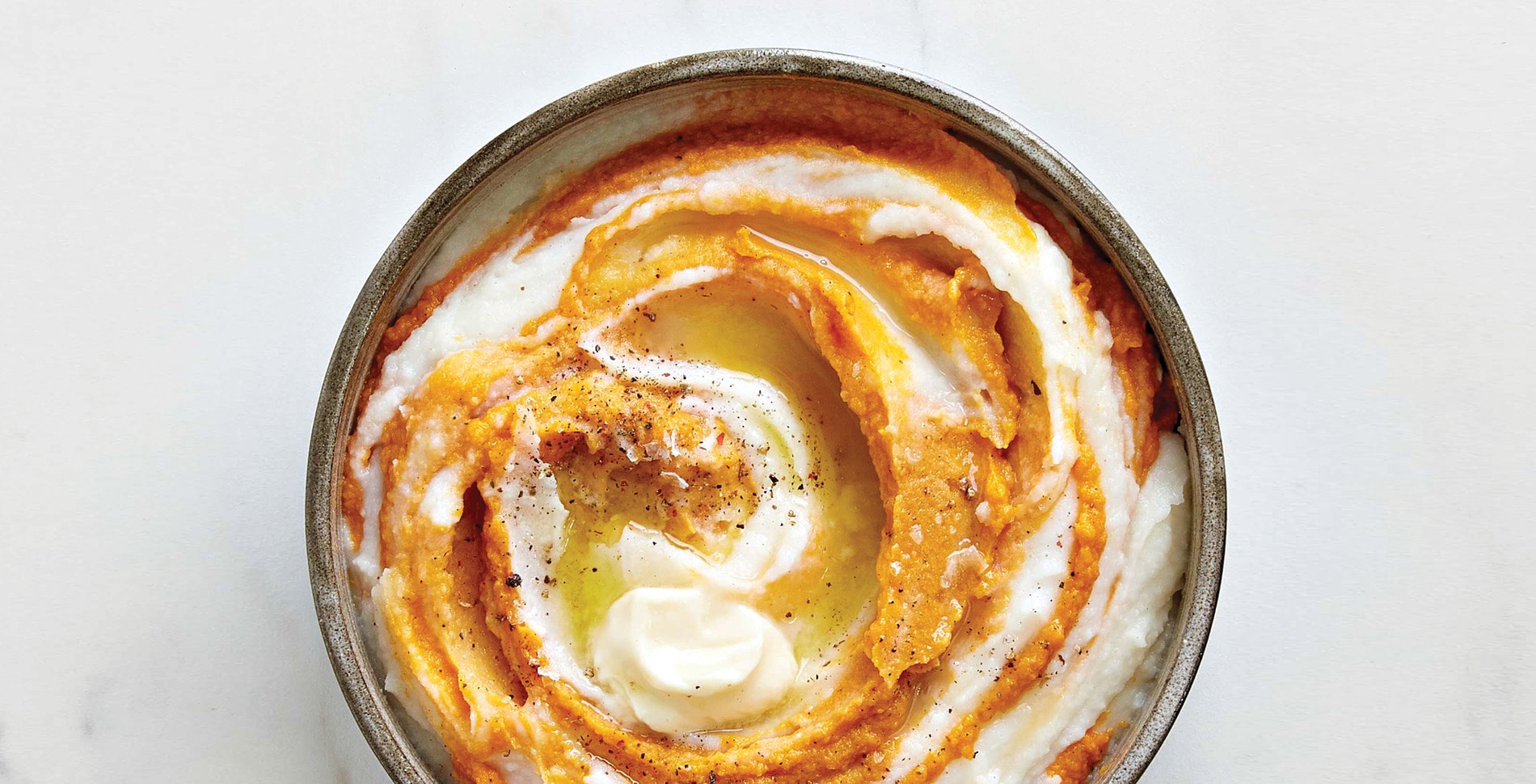 Vegan Sweet Potato Swirled Mashed Potatoes