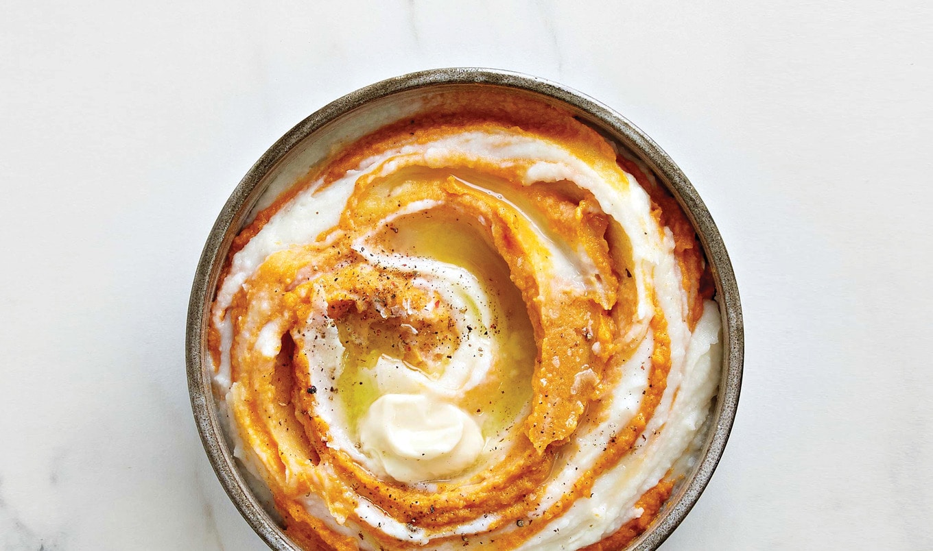Vegan Sweet Potato Swirled Mashed Potatoes
