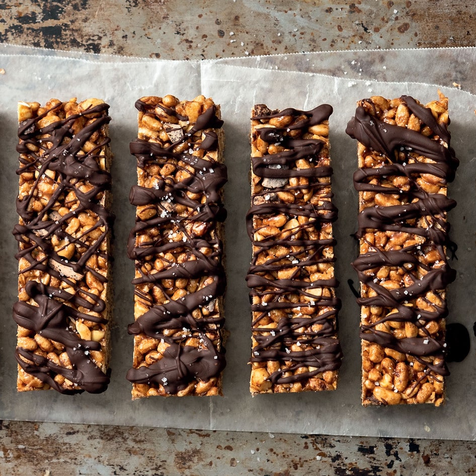 Vegan Chocolate Peanut Butter Rice Krispy Bars