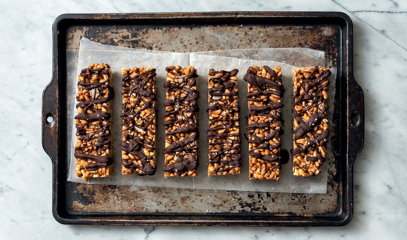 Vegan Chocolate Peanut Butter Rice Krispy Bars