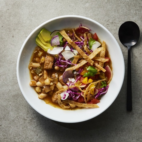 Vegan White Bean and Seitan Pozole Verde