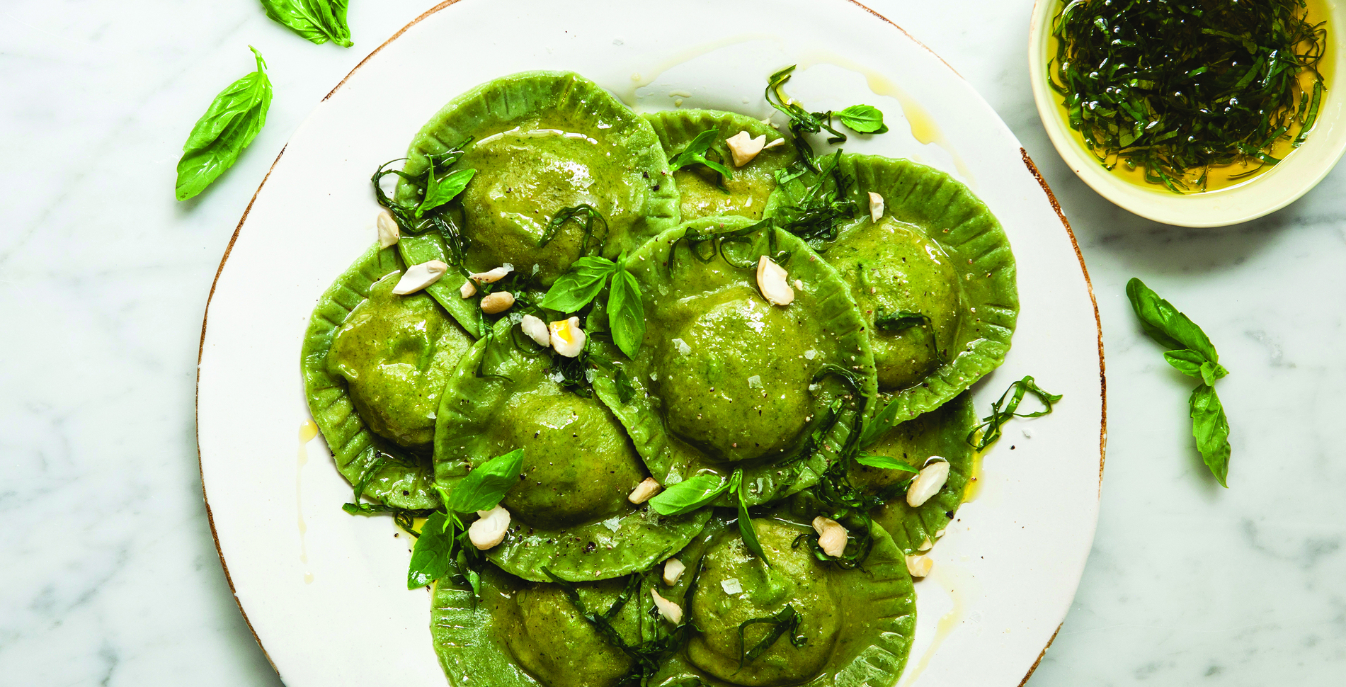 Creamy Vegan Spinach Ravioli With Cashew Cheese Filling