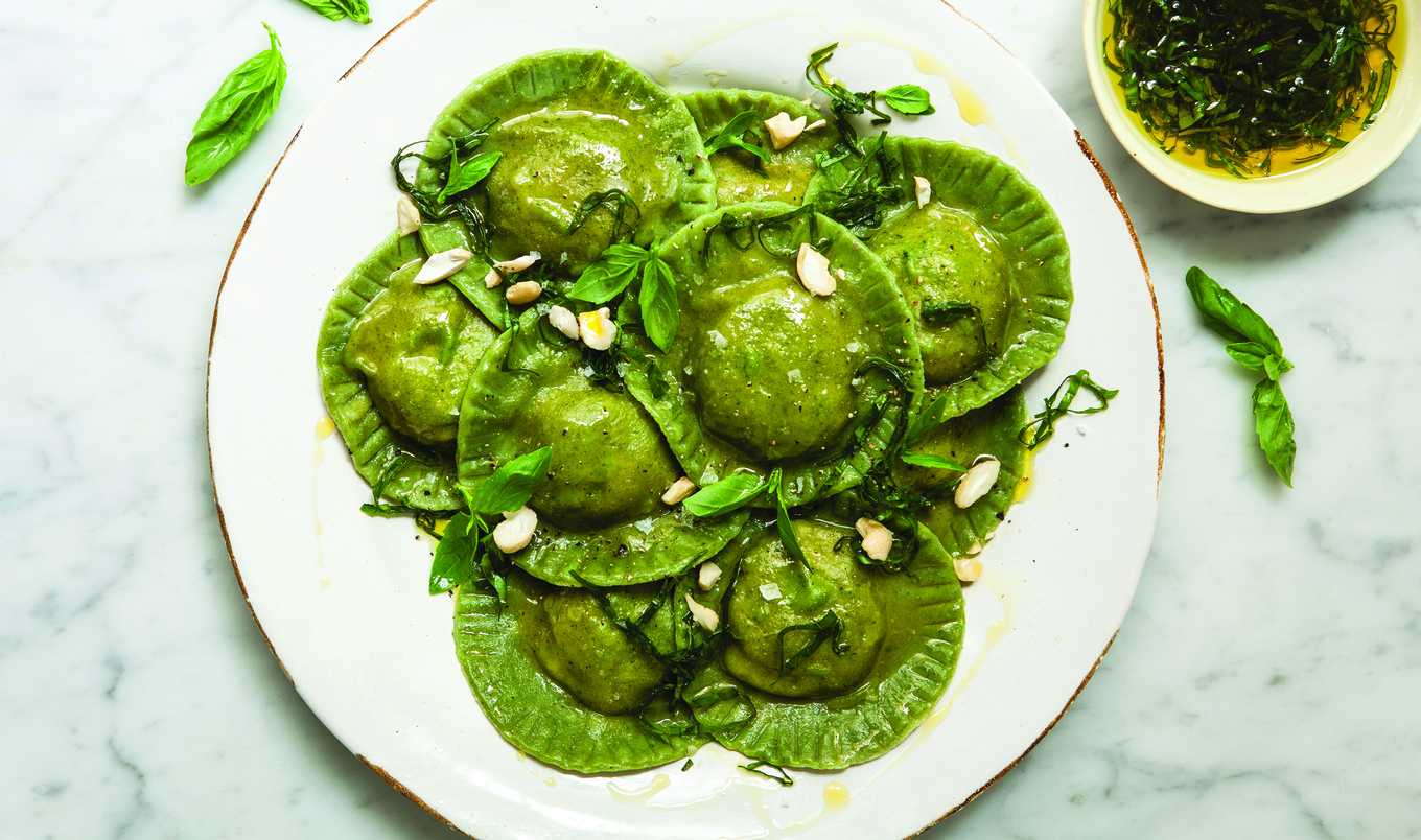 Creamy Vegan Spinach Ravioli With Cashew Cheese Filling