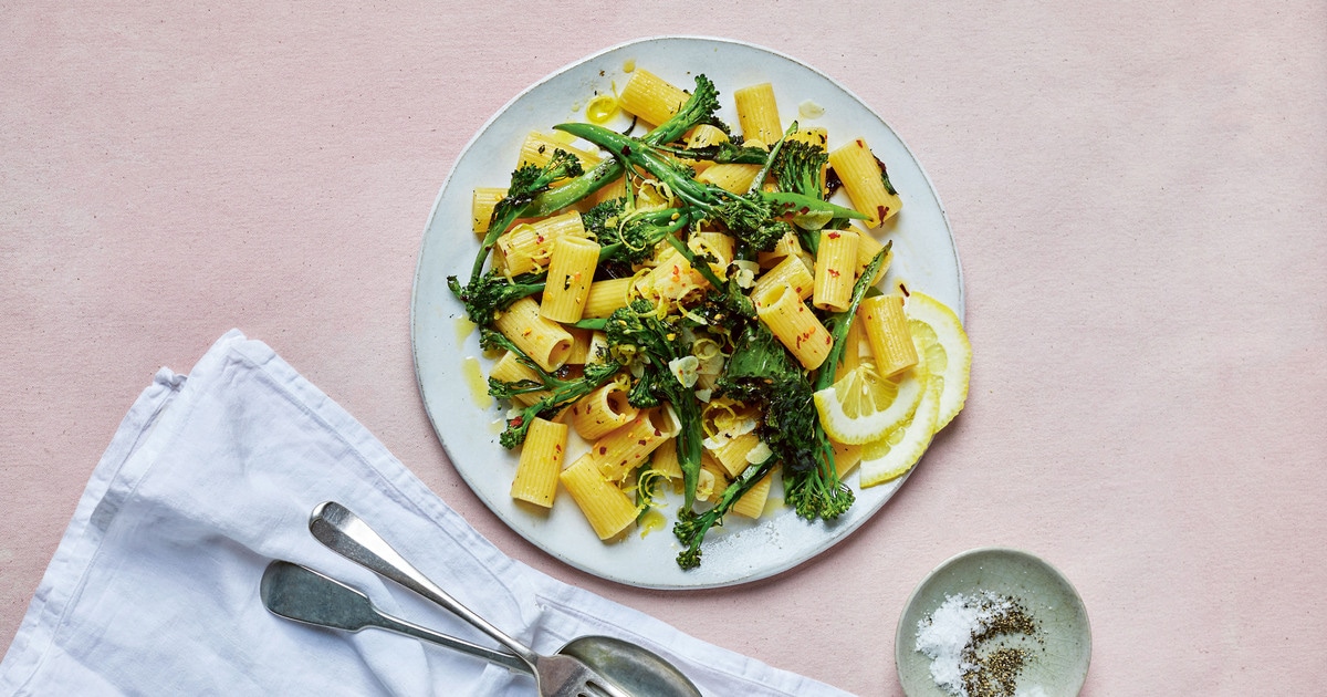 Roasted Lemony Broccoli Rigatoni  | VegNews