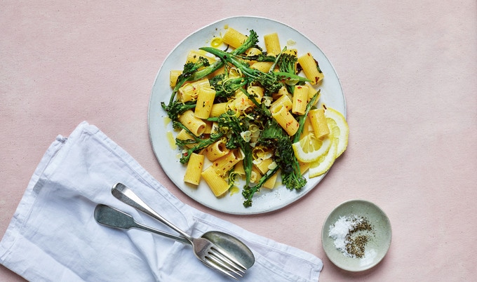 Vegan Roasted Lemony Broccoli Rigatoni 