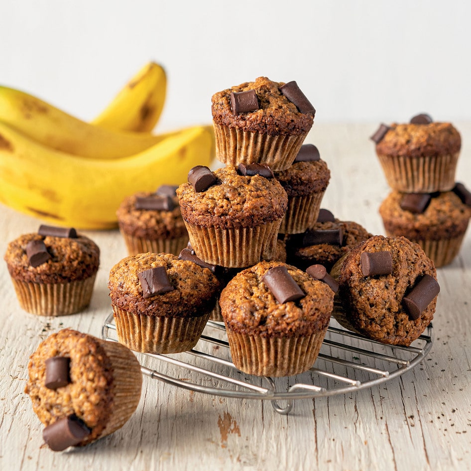 Mini Vegan Banana Chocolate Chip Muffins