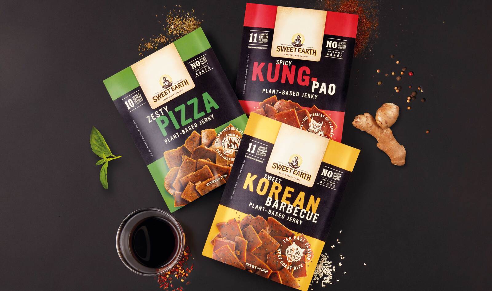 Sweet Earth Debuts Vegan Jerky in Pizza, Korean Barbecue, and Spicy Kung Pao Flavors 