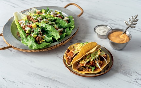 Vegan Pinto Pecan Lettuce Tacos